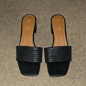 Marc Fisher Black Textured Mules